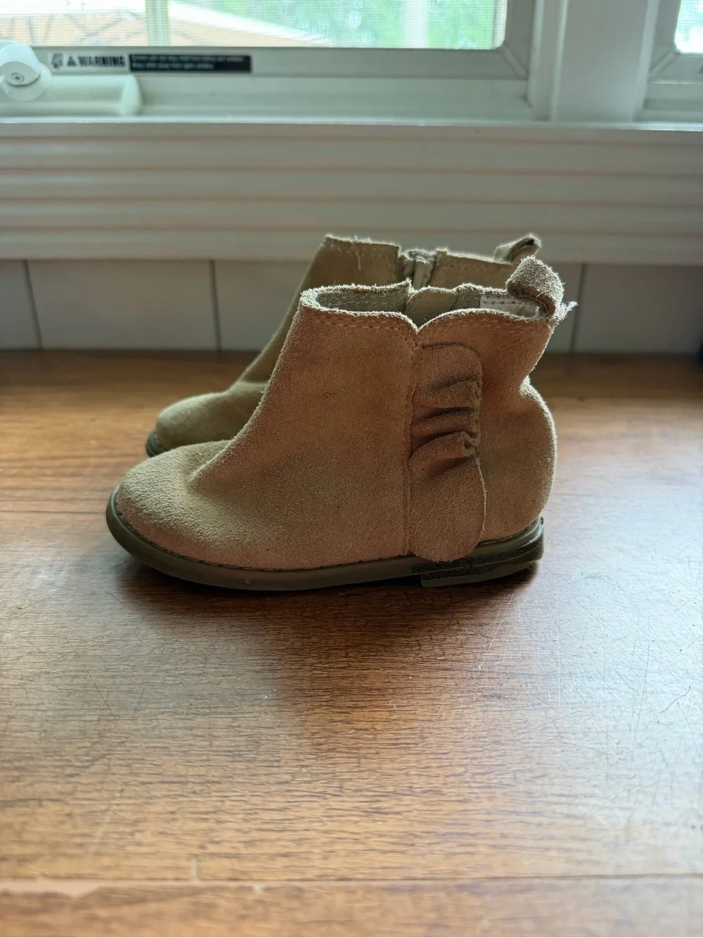 GAP Kids Suede Ruffle Ankle Boots in Light Beige